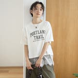 【汗染み軽減 / 接触冷感】裾レースドッキング アソートロゴプリントTシャツ | coen【women】 | 詳細画像4