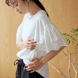 カットワークレース 袖切替デザインTシャツ | coen【women】 | 詳細画像1