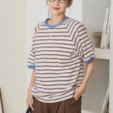 OFF WHITE | 【接触冷感】マルチボーダー ラグランリンガーTシャツ | coen【women】