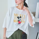 OFF WHITE | 【MICKEY(ミッキー)/別注】ミッキー&ミニー 袖フリル半袖Tシャツ | coen【women】