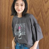 DK.GRAY | 【MICKEY(ミッキー)/別注】ミッキー&ミニー 袖フリル半袖Tシャツ | coen【women】