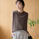 マルチボーダー ワッフルタックノースリーブトップス | coen【women】 | 詳細画像1 