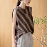 マルチボーダー ワッフルタックノースリーブトップス | coen【women】 | 詳細画像7 