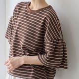 マルチボーダー 袖ギャザーフリルワッフル Tシャツ | coen【women】 | 詳細画像12