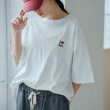 OFF WHITE | I LOVE LA ワンポイントロゴ刺繍ユニTシャツ | coen【women】