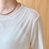 シアーメッシュ フロッキーストライプ半袖Tシャツ | coen【women】 | 詳細画像7 