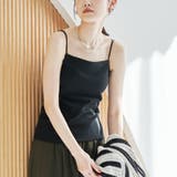 BLACK | スクエアリブカップ付きキャミソール | coen【women】