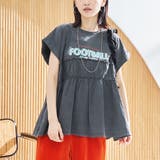 DK.GRAY | 布帛ドッキングコットンロゴプリントT | coen【women】