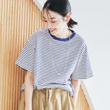 ROYAL | コットンレトロボーダー半袖シャツ | coen【women】