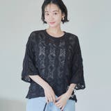 BLACK | レースライクカットソードロストTシャツ | coen【women】