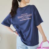 NAVY | USAコットンカラーエンブロイダリーTシャツ | coen【women】