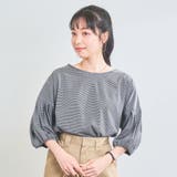 シルケットミジンボーダーパフスリーブTシャツ | coen【women】 | 詳細画像12 