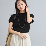 BLACK | USAコットンハイネックフレンチスリーブワイドリブTシャツ | coen【women】