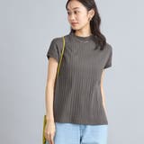 DK.GRAY | USAコットンハイネックフレンチスリーブワイドリブTシャツ | coen【women】