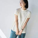 NATURAL | USAコットンハイネックフレンチスリーブワイドリブTシャツ | coen【women】