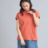 ORANGE | USAコットンハイネックフレンチスリーブワイドリブTシャツ | coen【women】