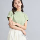 OLIVE | USAコットンハイネックフレンチスリーブワイドリブTシャツ | coen【women】