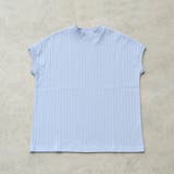 LT.BLUE | USAコットンハイネックフレンチスリーブワイドリブTシャツ | coen【women】