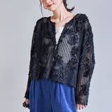 BLACK | 3Dフラワーメッシュカーディガン | coen【women】