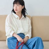 シアーメッシュ フロッキーストライプレギュラーカラーシャツ | coen【women】 | 詳細画像1