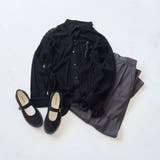 BLACK | シアーメッシュ フロッキーストライプレギュラーカラーシャツ | coen【women】