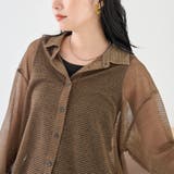 シアーボーダー レギュラーカラー長袖シャツ | coen【women】 | 詳細画像13 