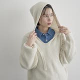 OFF WHITE | エアリーヤーン フード付きVネックニット | coen【women】