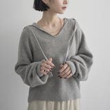 LT.GRAY | エアリーヤーン フード付きVネックニット | coen【women】