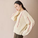 配色メローケーブル編みニットプルオーバー | coen【women】 | 詳細画像3 