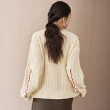 配色メローケーブル編みニットプルオーバー | coen【women】 | 詳細画像4 