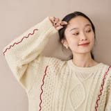 OFF WHITE | 配色メローケーブル編みニットプルオーバー | coen【women】