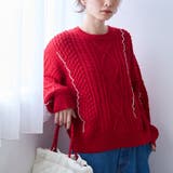 RED | 配色メローケーブル編みニットプルオーバー | coen【women】