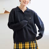 BLACK | 襟付きポロニット | coen【women】