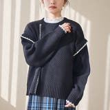 BLACK | 配色ステッチパッチワークニット | coen【women】