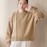 BEIGE | 配色ステッチパッチワークニット | coen【women】