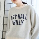 OFF WHITE | フェザーヤーンロゴジャガードニット | coen【women】