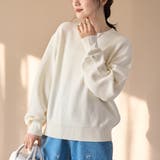 OFF WHITE | 【選べる6色展開 スプリングカラー】袖刺繍 スウェットライクハイゲージニット | coen【women】