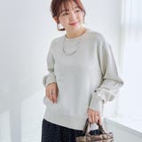 LT.GRAY | 【選べる6色展開 スプリングカラー】袖刺繍 スウェットライクハイゲージニット | coen【women】