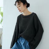 DK.GRAY | ペーパーライクヤーン 畔ボートネックニットプルオーバー | coen【women】