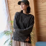 DK.GRAY | リーフ柄透かし編みニット | coen【women】