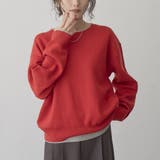 RED | 配色デザイン レイヤード風スウェットライクニット【Youtube紹介アイテム】 | coen【women】