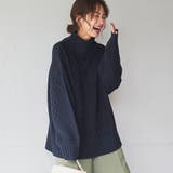 NAVY | ［洗える］パッチワークライク縄編みニット | coen【women】