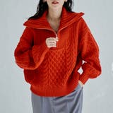ORANGE | ケーブルハーフジップニット | coen【women】