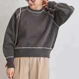DK.GRAY | 配色ステッチスウェットライクニット | coen【women】
