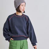 NAVY | 配色ステッチスウェットライクニット | coen【women】