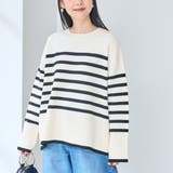 BLACK | パネルボーダークルーネックニット | coen【women】