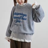 【もちフワ触感×1枚で映えるロゴデザイン】フェザーヤーンロゴジャガードニット | coen【women】 | 詳細画像1