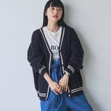NAVY | ケーブル編みVネックラインカーディガン | coen【women】