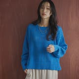 コットンアクリル透かし編みクルーネックニット | coen【women】 | 詳細画像1
