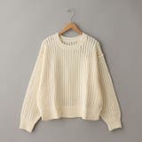 OFF WHITE | コットンアクリル透かし編みクルーネックニット | coen【women】